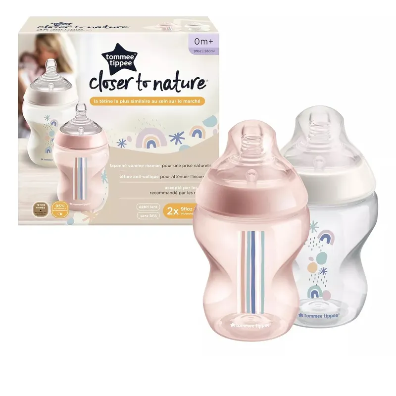 TOMMEE TIPPEE - Biberon Recien Nacido Tommee Tippee 260 Ml Pack 2 Uni - Niña
