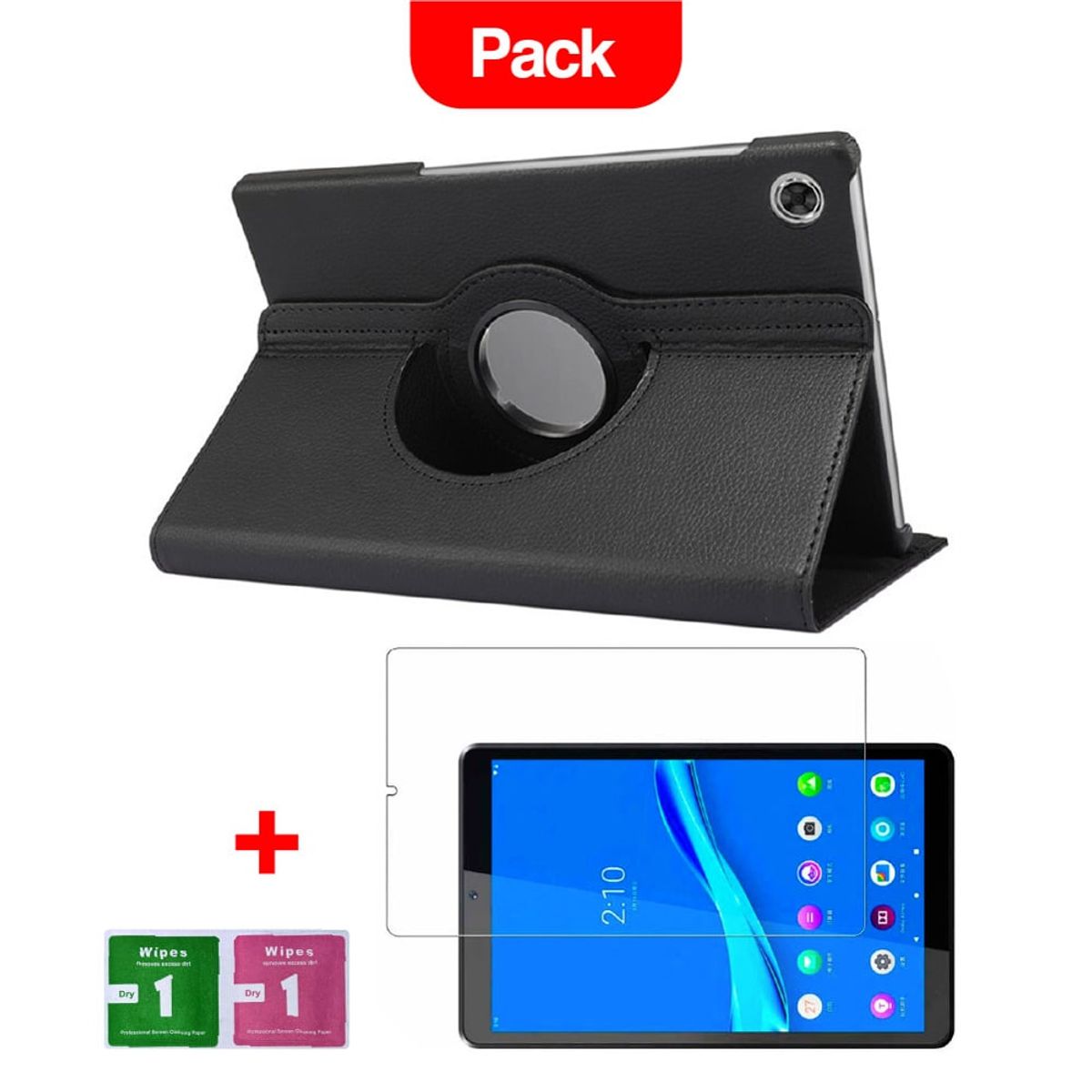 GENERICO - Combo Funda para Lenovo P12 Pro TB Q706F 360° Negro + Mica Resistente