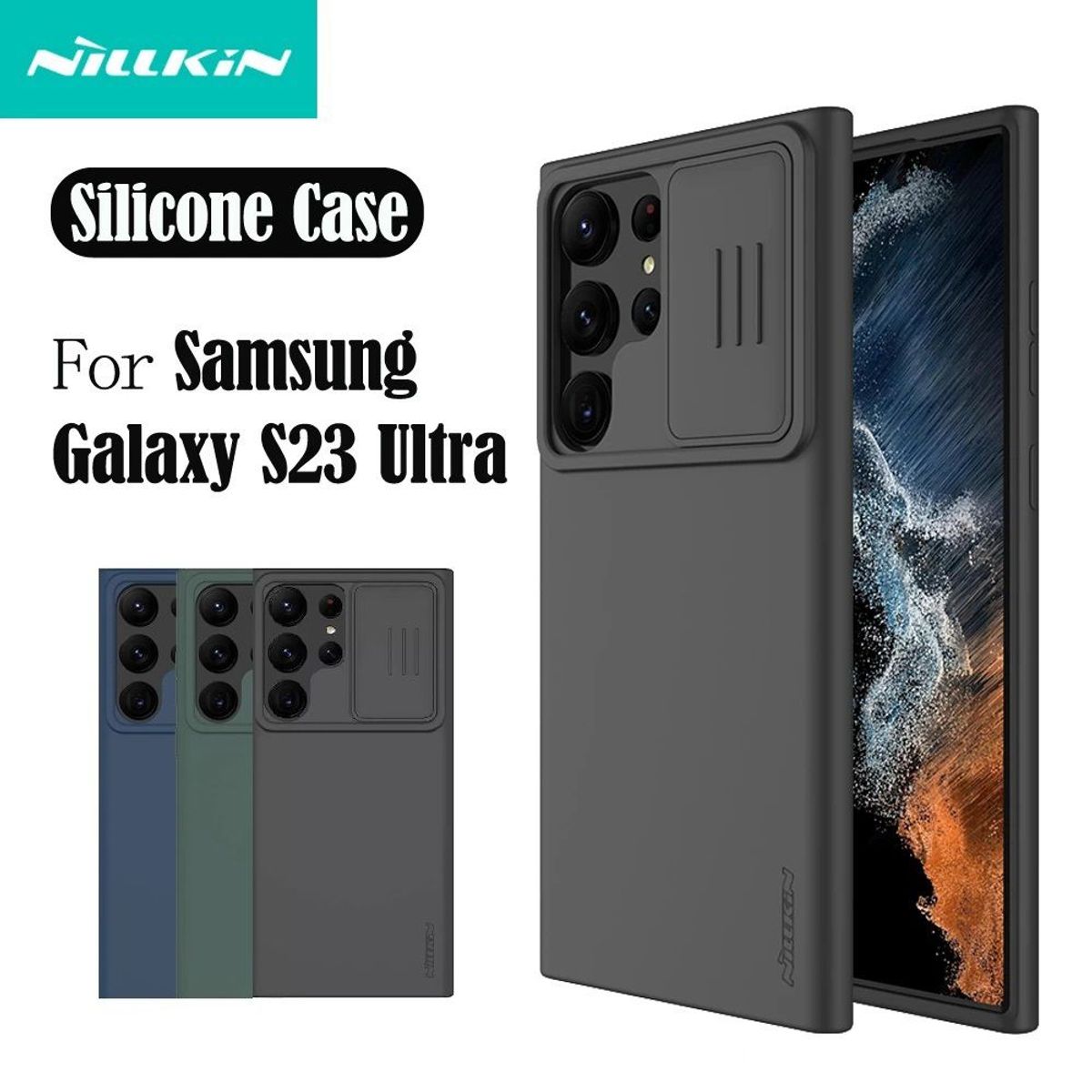 NILLKIN - Case Nillkin Silicone Black - Galaxy S23 Ultra