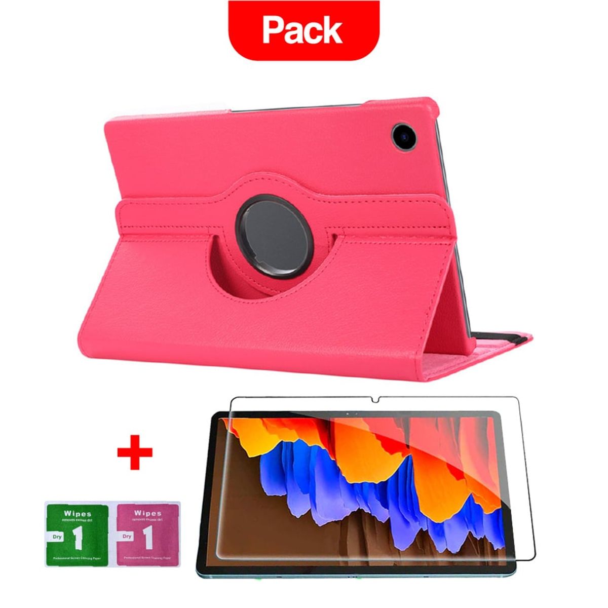 GENERICO - Combo Funda para Samsung A8 2021 T295 360° Fucsia + Mica Resistente