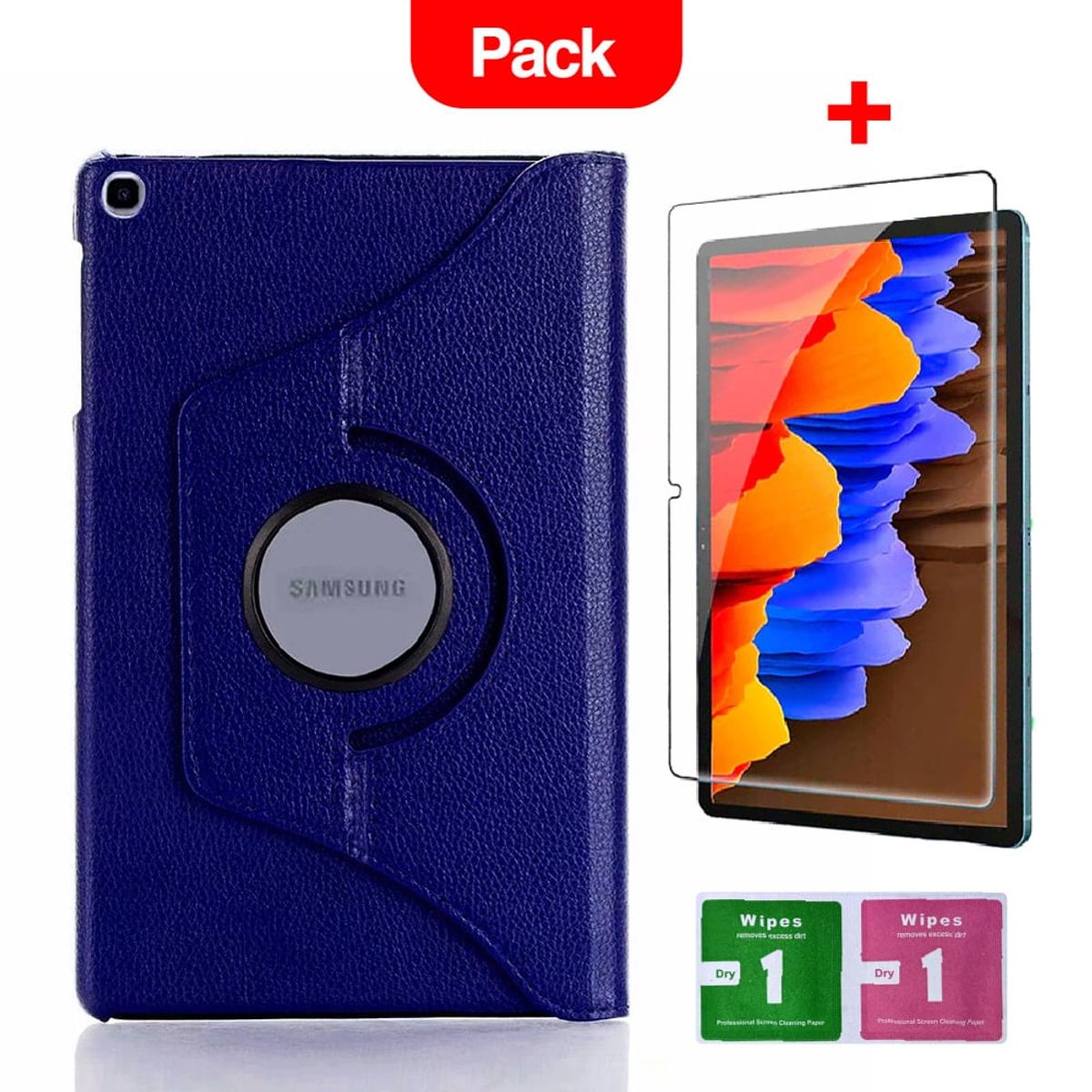 GENERICO - Combo Funda de Samsung Tab E  9.6" T560 360° Azul + Mica Resistente