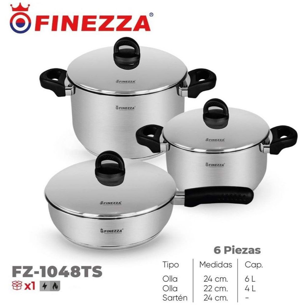 FINEZZA - Set De Ollas Finezza DACERO FZ-1048TS 6 Piezas