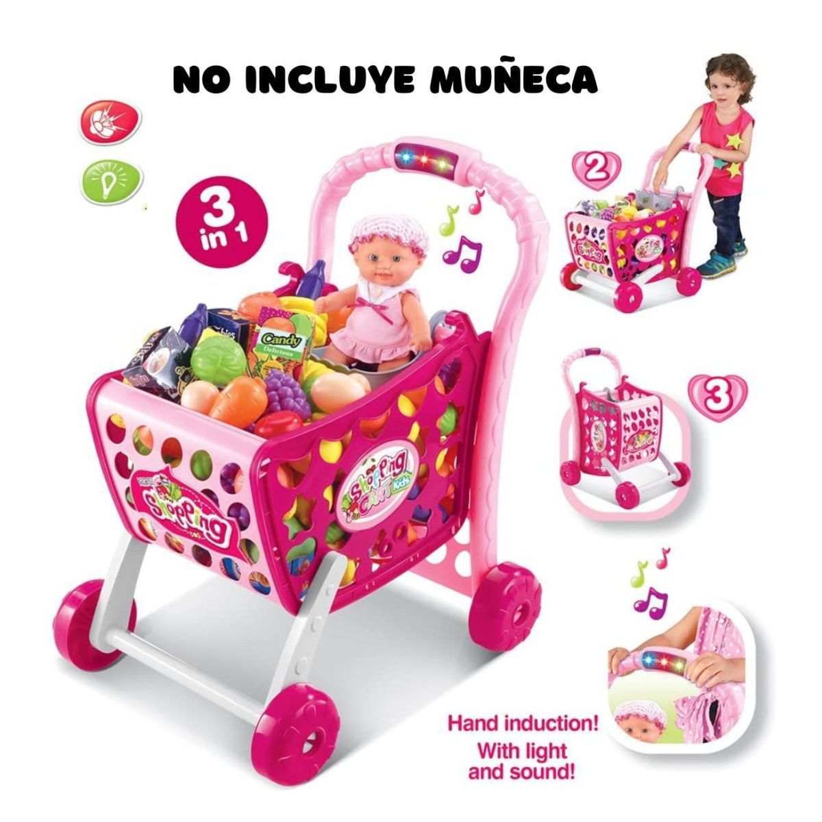 GENERICO - Juguete Carrito De Compras Con Luz Sonido Supermercado Niñas