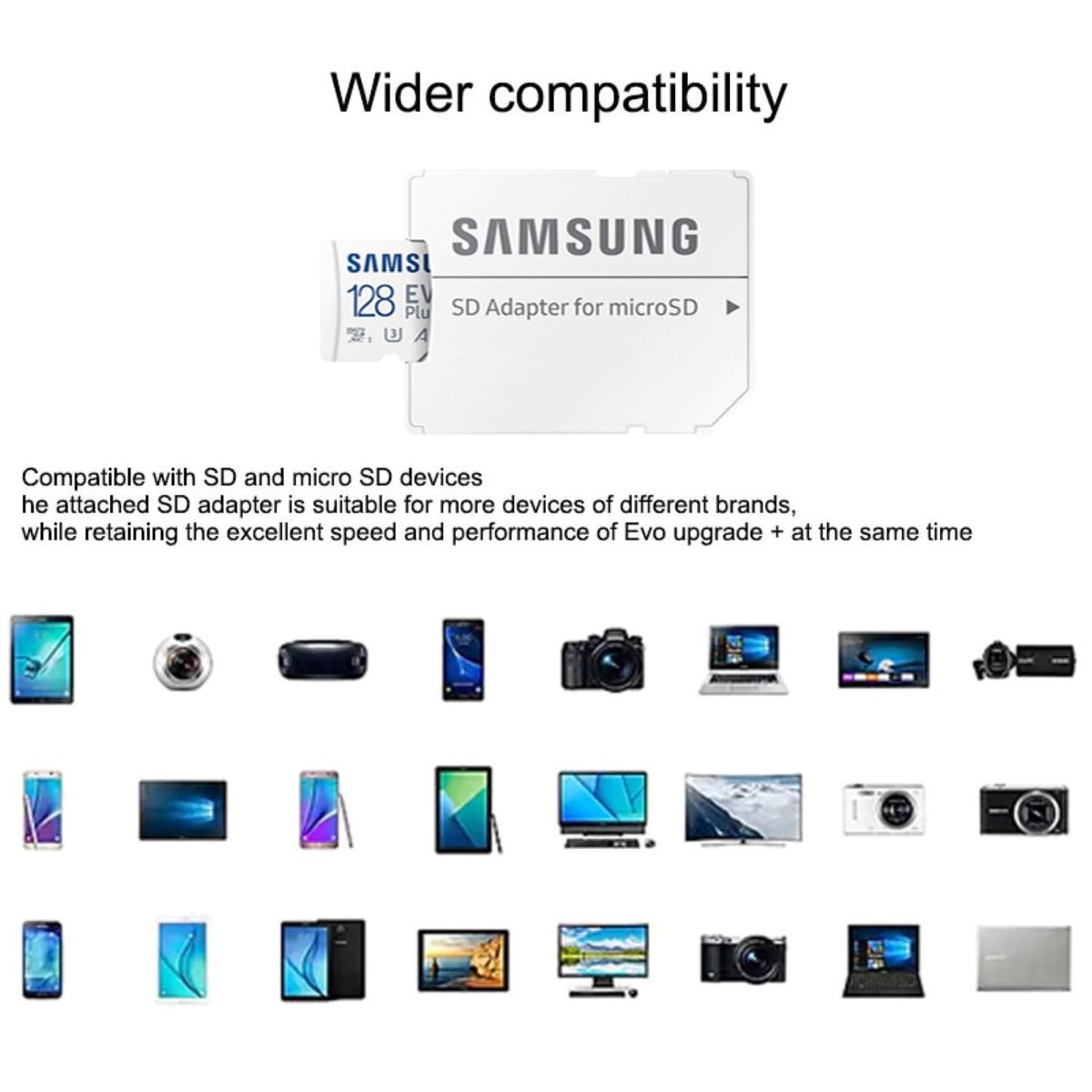 SAMSUNG - Samsung 128gb MicroSD Evo Plus 130MBs UHS-I Micro SD U3 4K