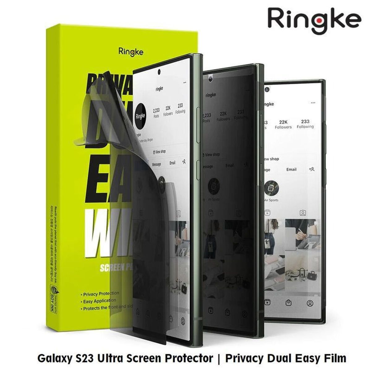 RINGKE - Ringke Mica de goma Anti Espía Dual Easy Galaxy S23 Ultra