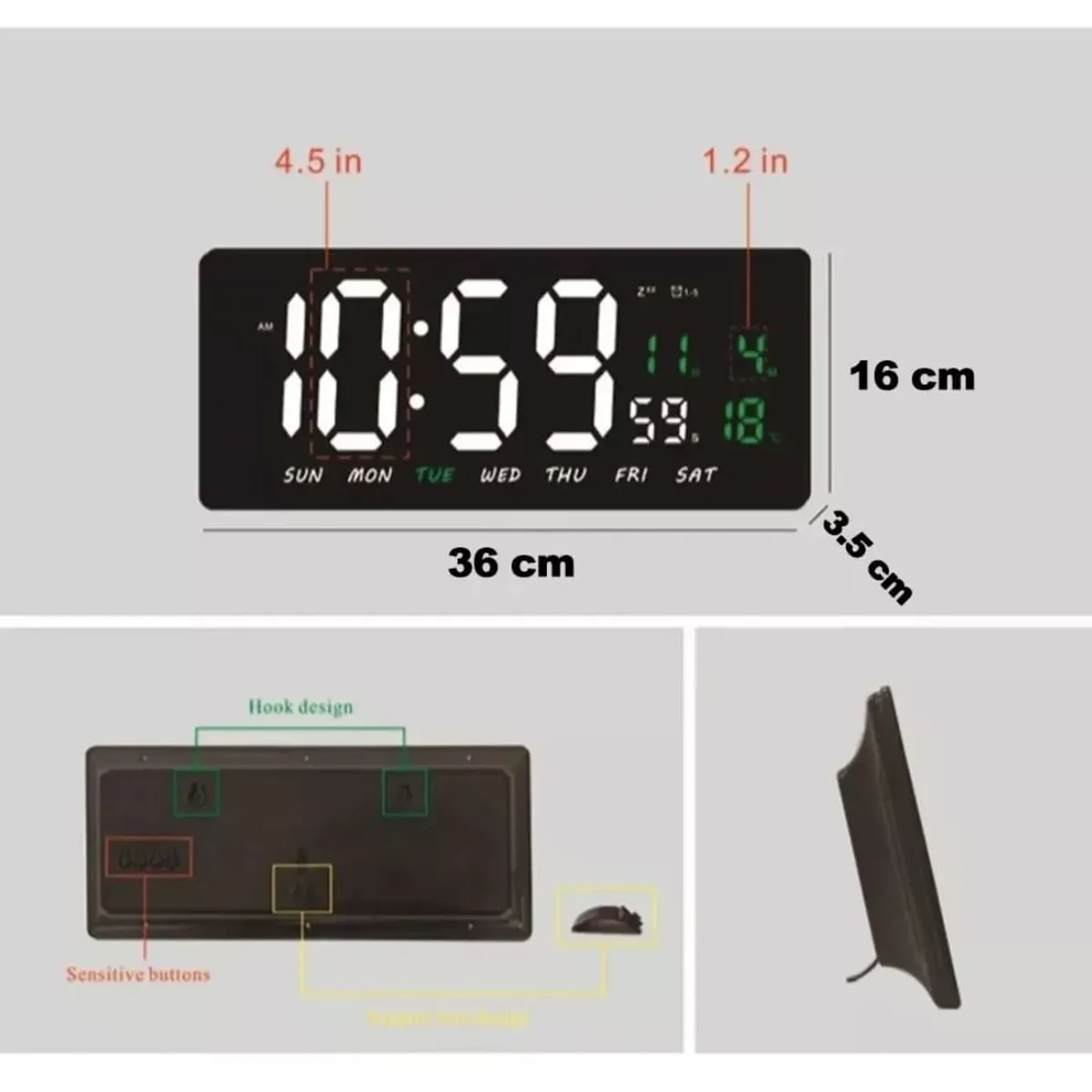 GENERICO - RELOJ DIGITAL LED PARED ALARMA  CALINDARIO