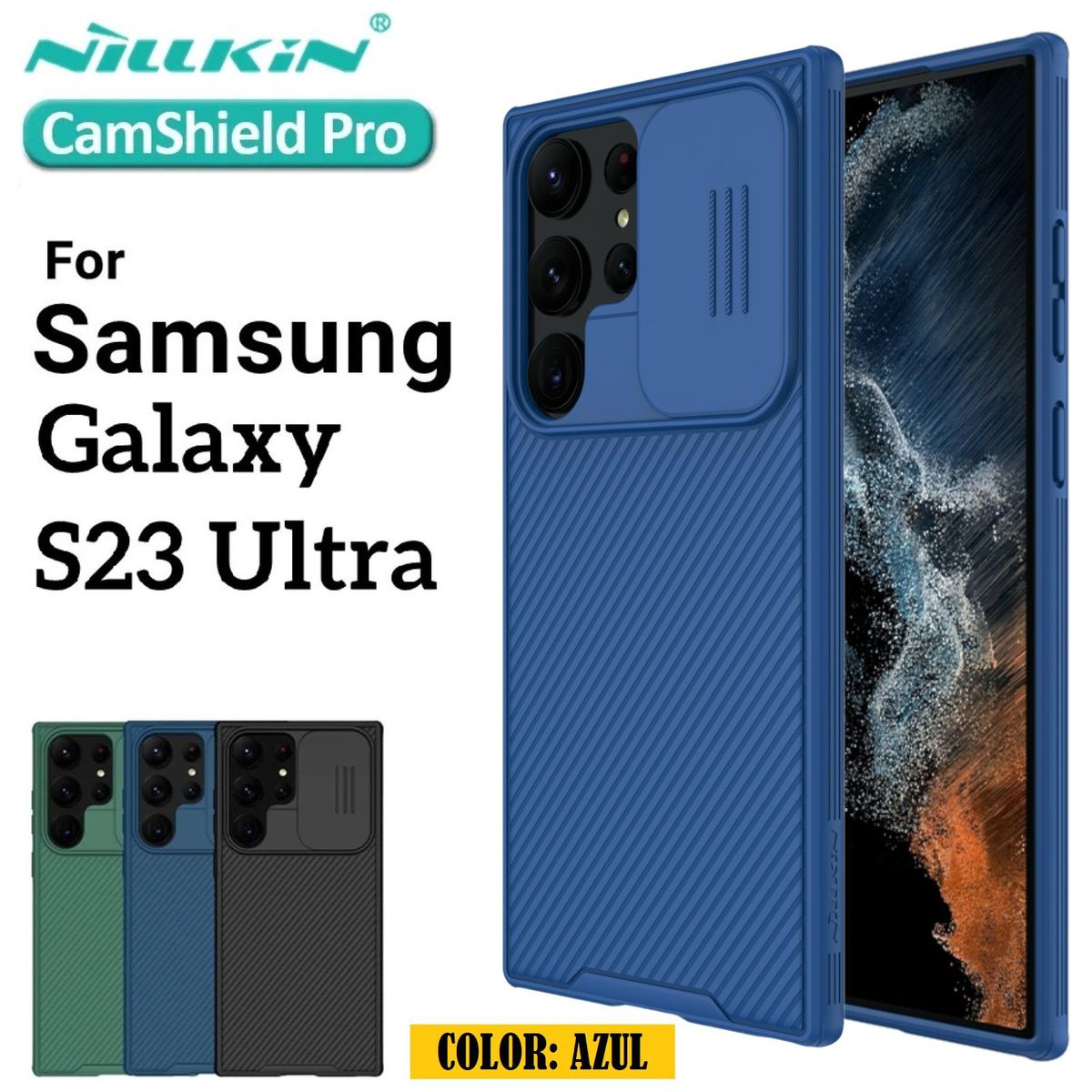 NILLKIN - Case Nillkin Camshield Blue - Galaxy S23 Ultra