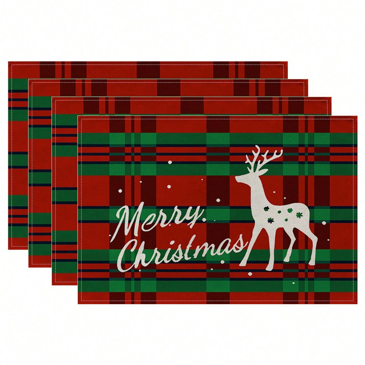 VATYERTY - 4 Piezas/set Diseño Navideño Mantel Individual rojo