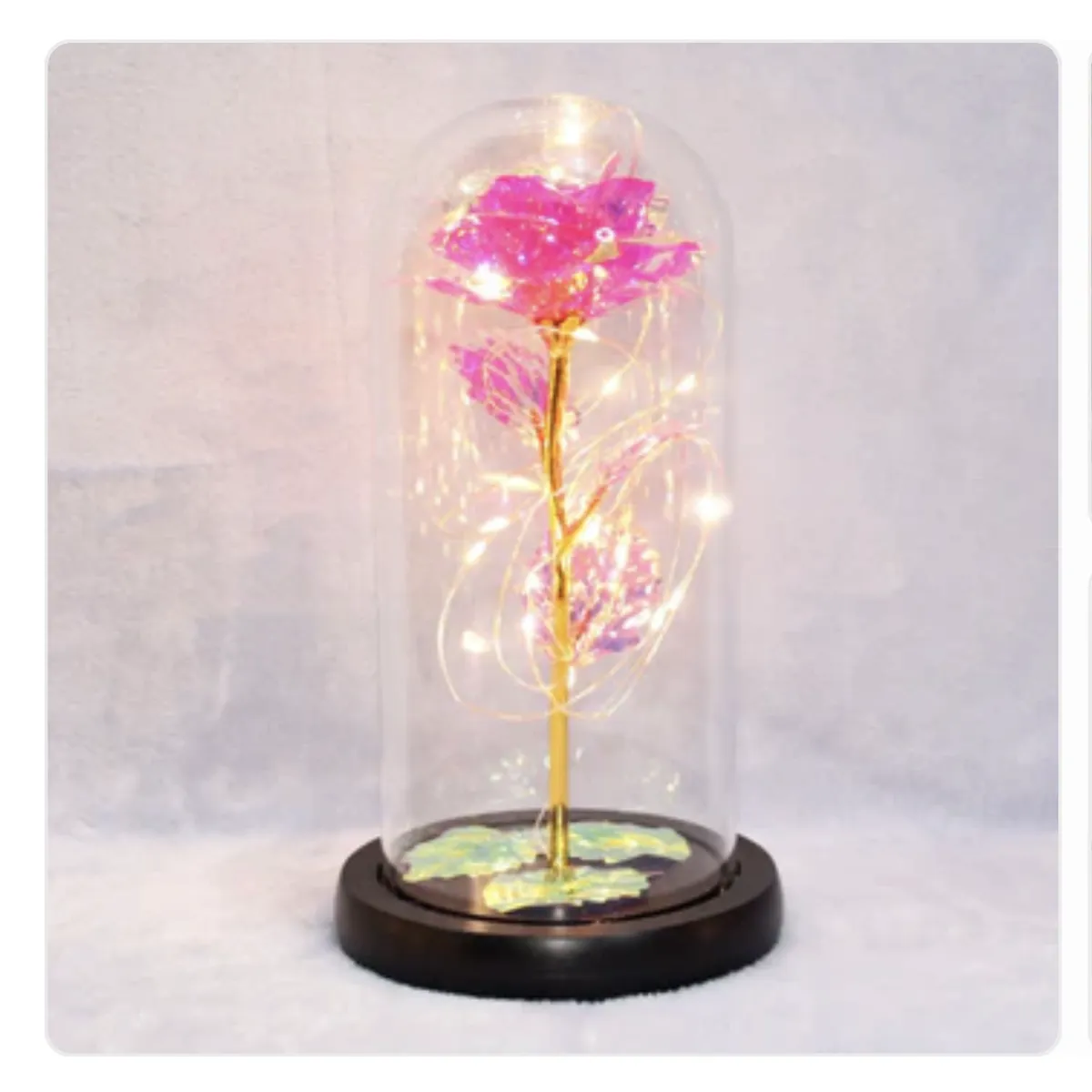 AURELA - Adorno de Rosa con Luces LED - Rosado