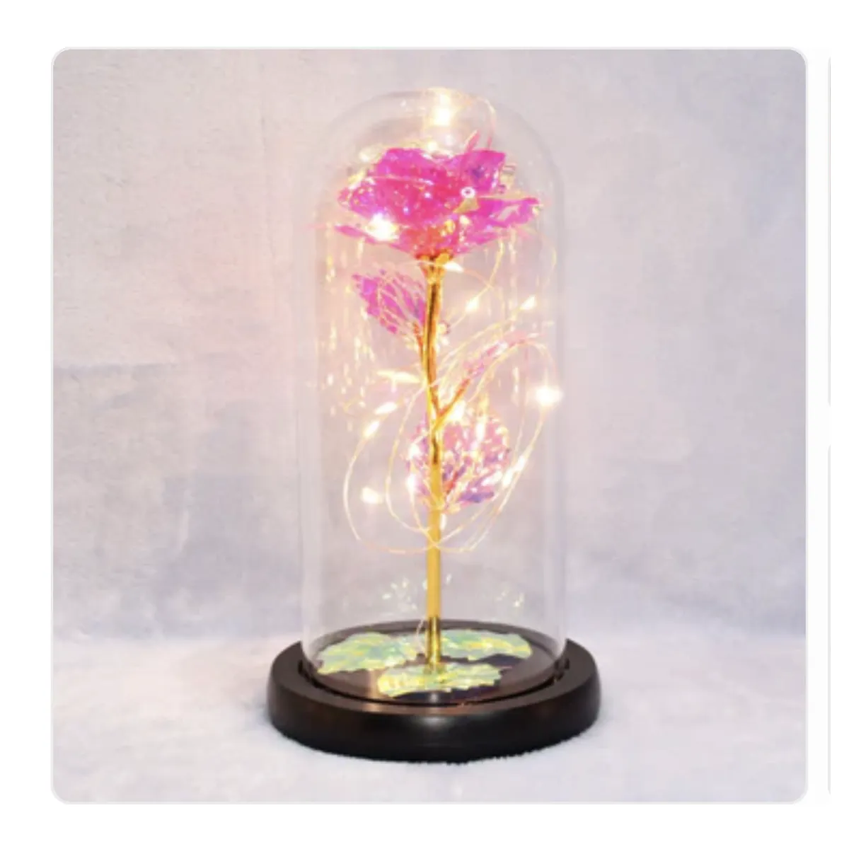 AURELA - Adorno de Rosa con Luces LED - Rosado