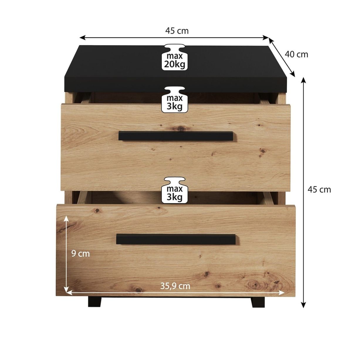 NACION MUEBLES - Velador Moderno Jin 2 cajones