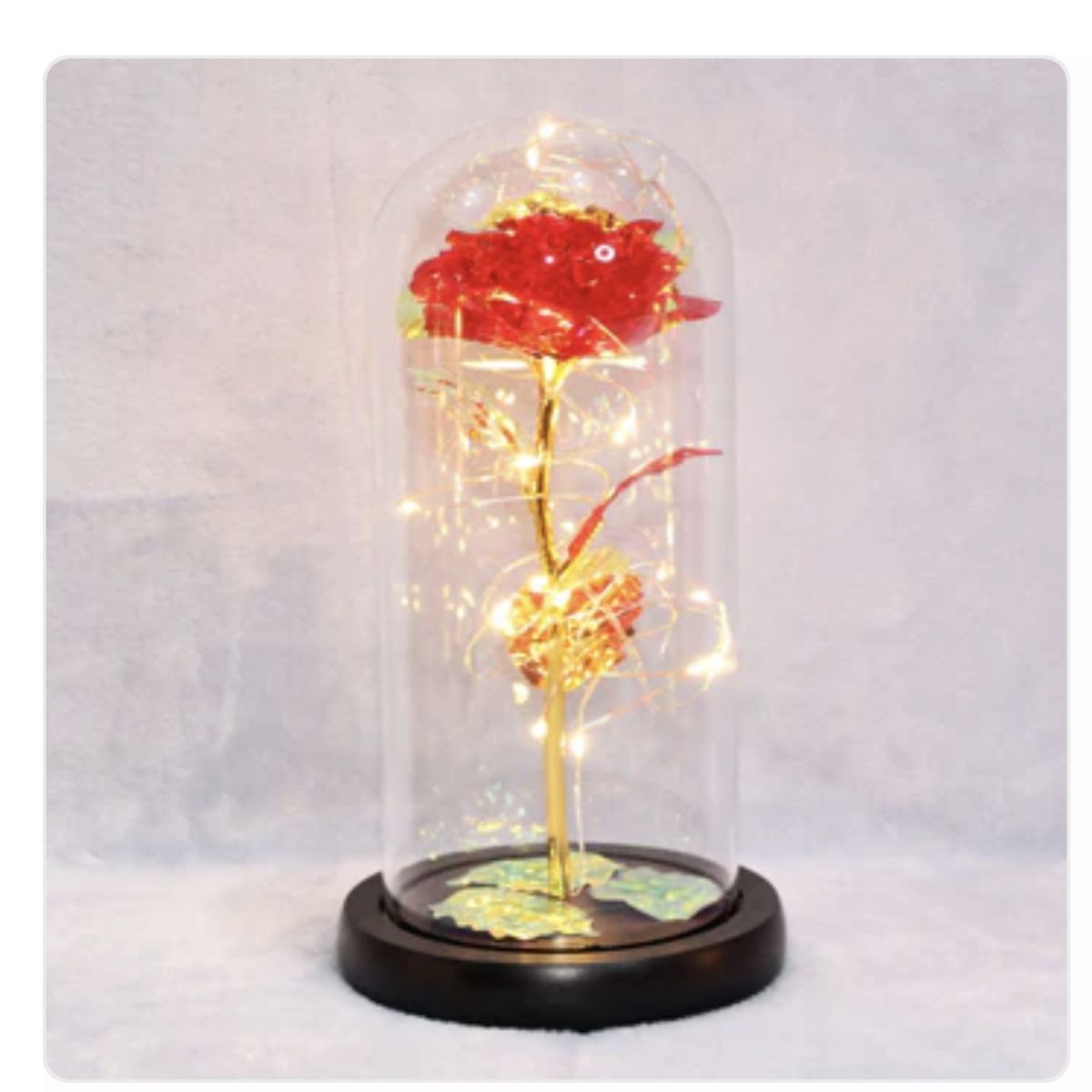 AURELA - Adorno de Rosa con Luces LED - Rojo