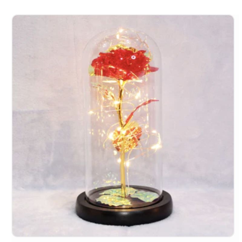 AURELA - Adorno de Rosa con Luces LED - Rojo