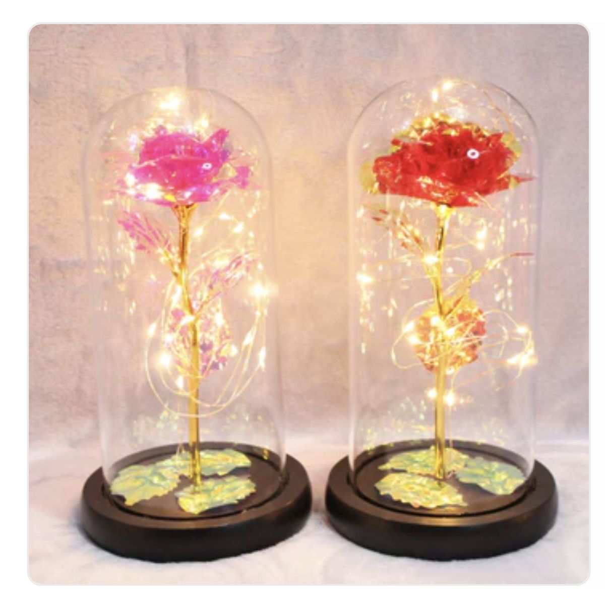 AURELA - Adorno de Rosa con Luces LED - Rojo