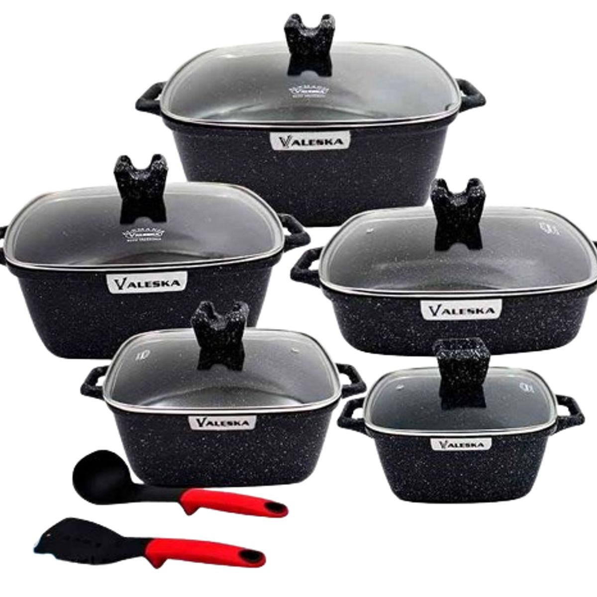 VALESKA - Juego de Ollas Roca Volcánica Valeska 10 Piezas