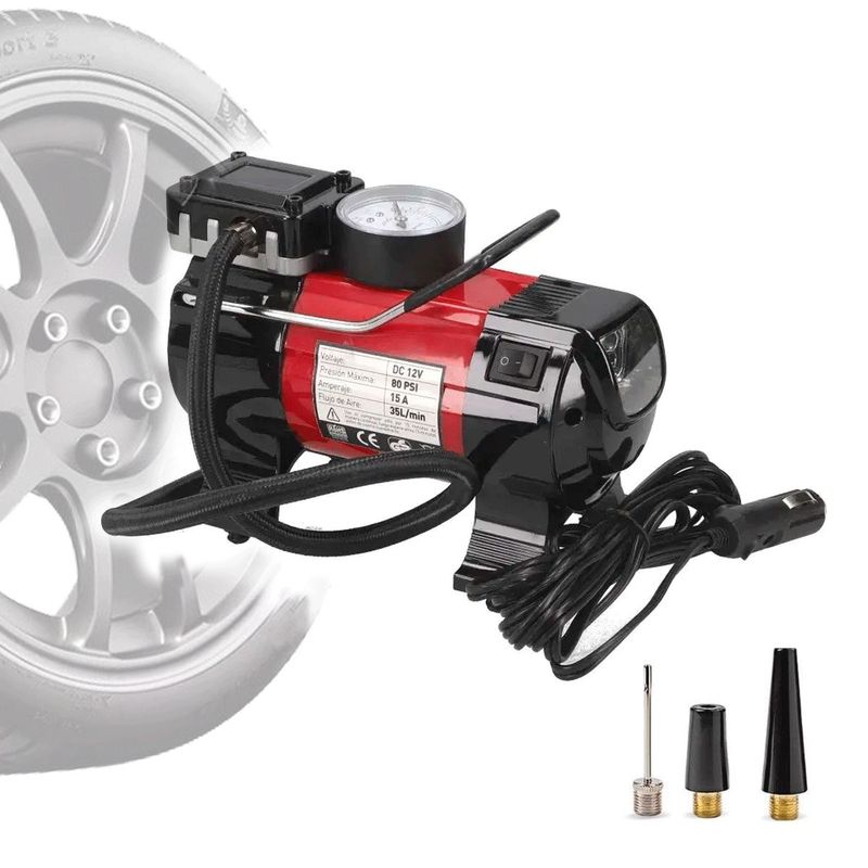 GENERICO - Compresor Inflador de Llantas Portátil 80PSI 12V