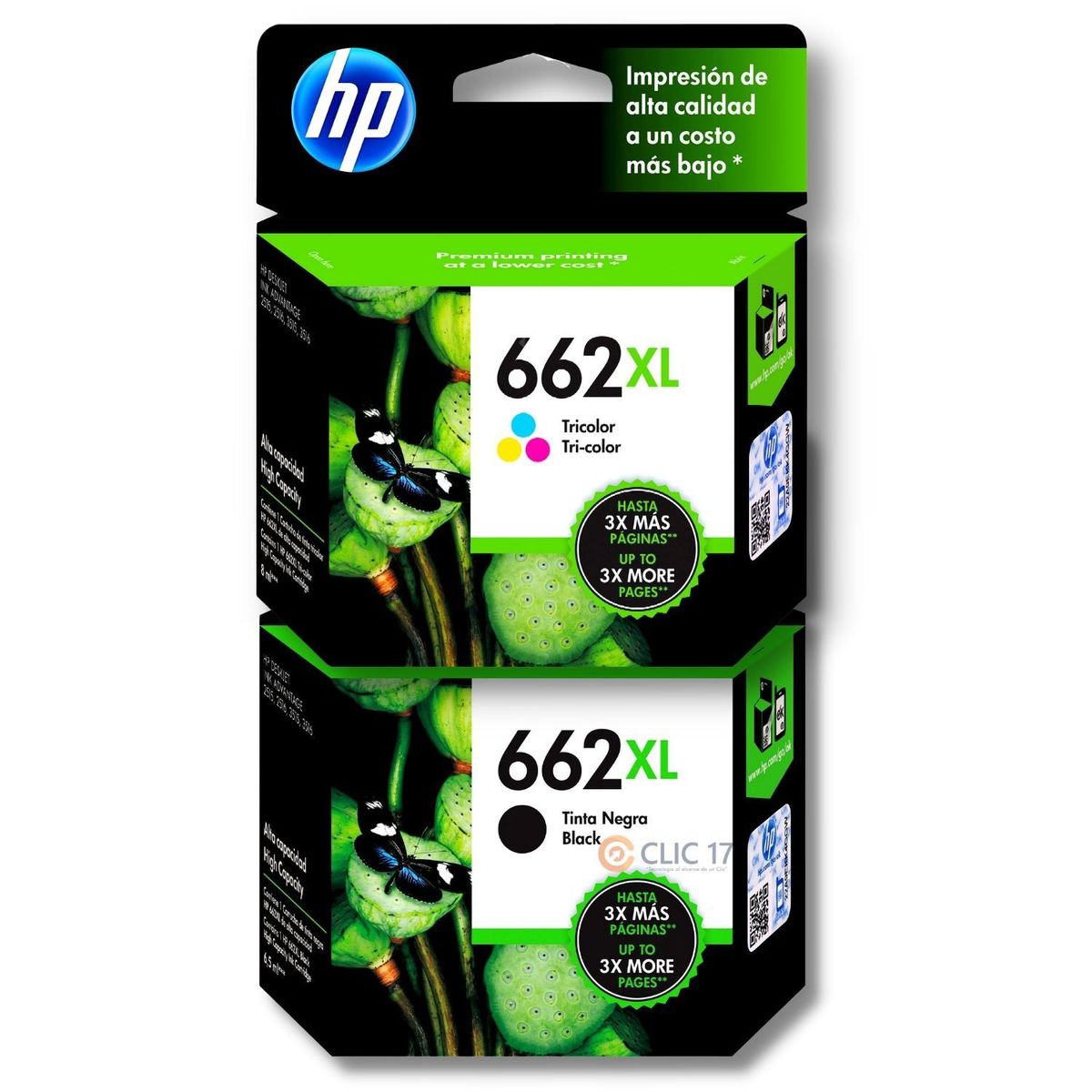HP - Kit Tinta HP 662XL Negro Tricolor