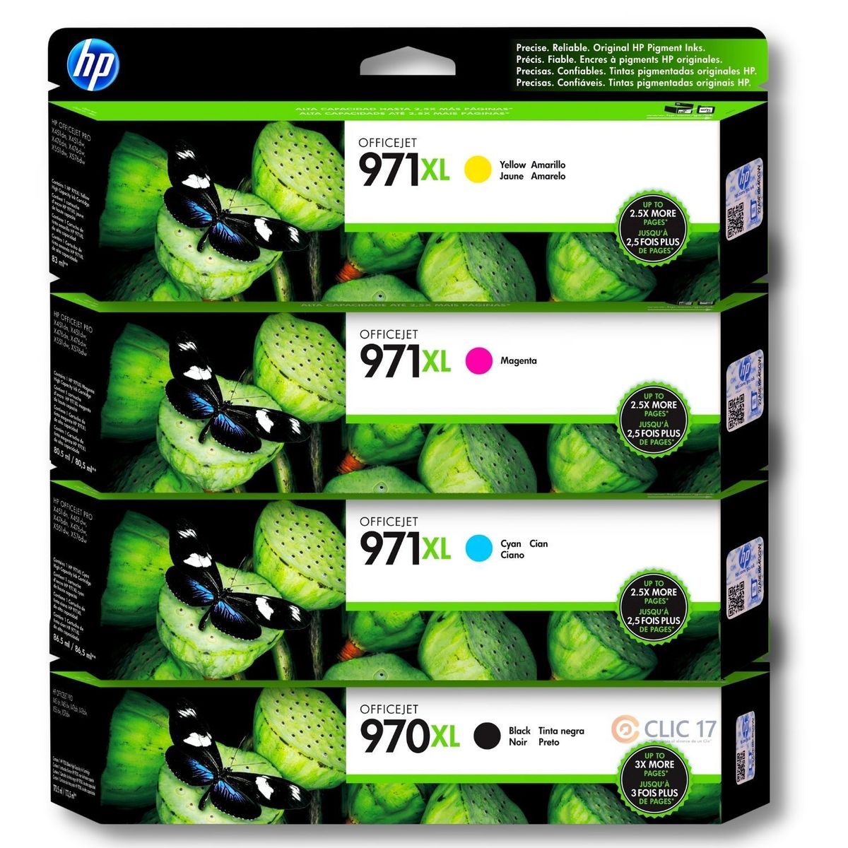 HP - Kit Tinta HP 970XL 971XL Cyan Magenta Amarillo Negro