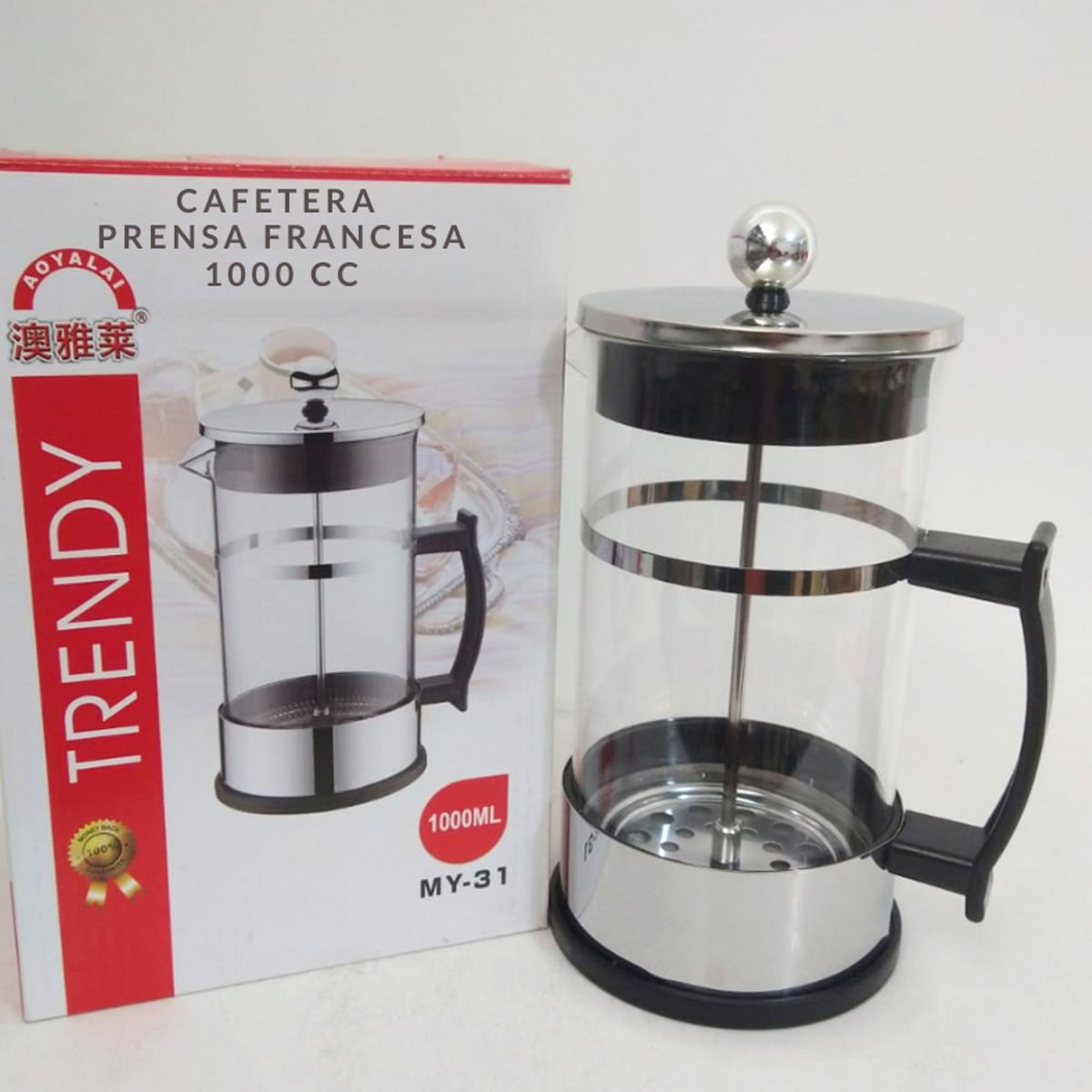 GENERICO - Cafetera Francesa plateada 1000 ml