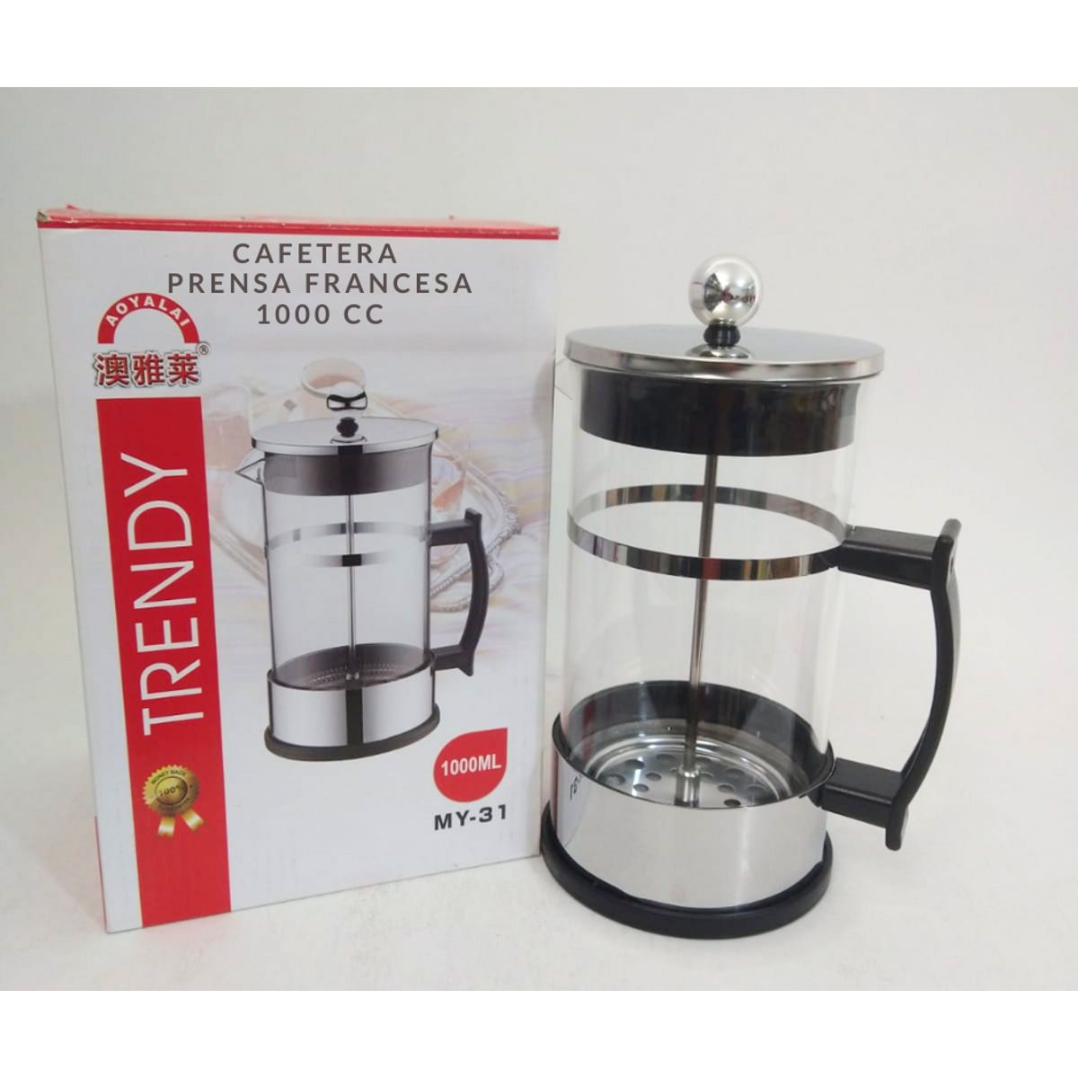 GENERICO - Cafetera Francesa plateada 1000 ml