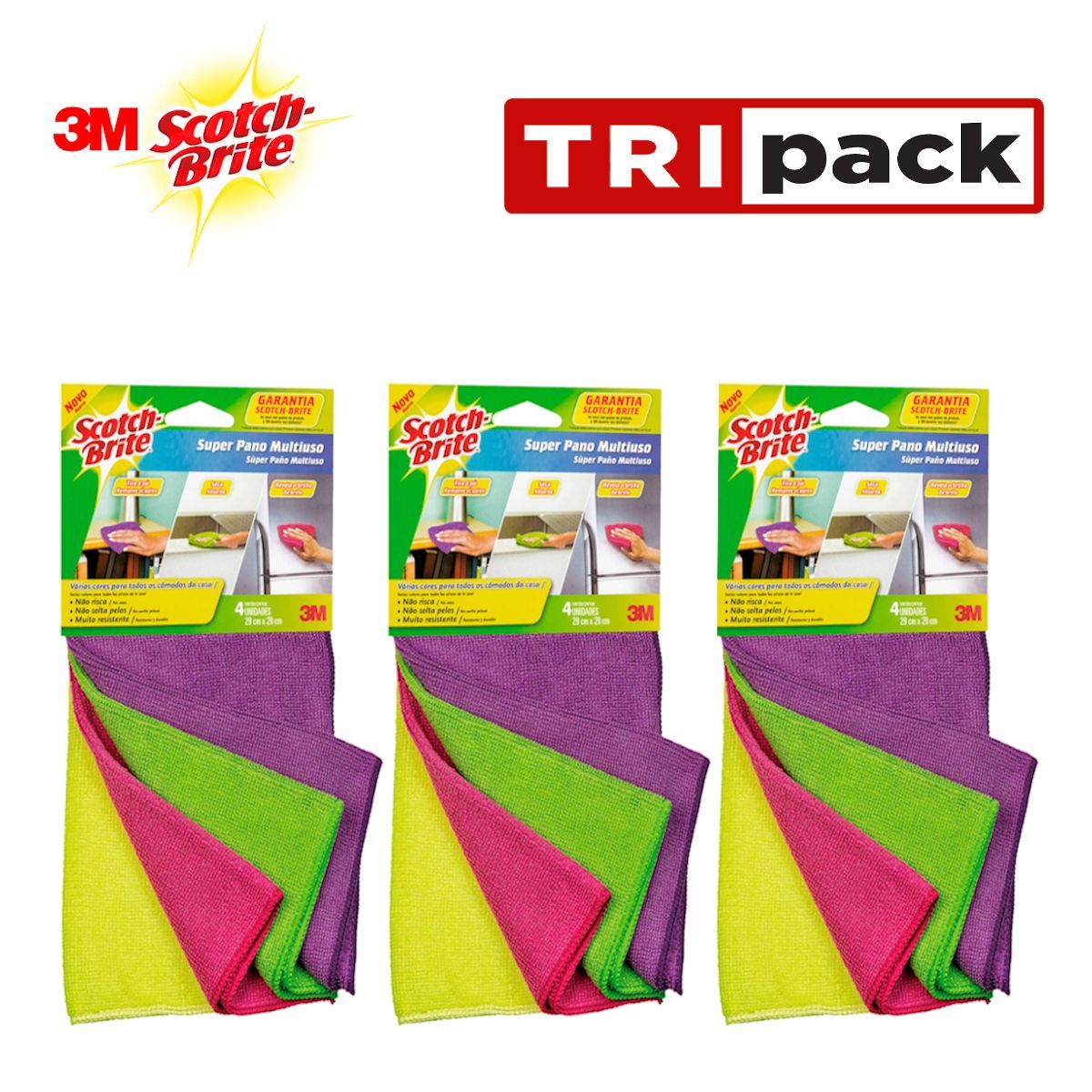 SCOTCH BRITE - Paño microfibra 29°29 4unidades colores SCOTCH-BRITE TRIPACK