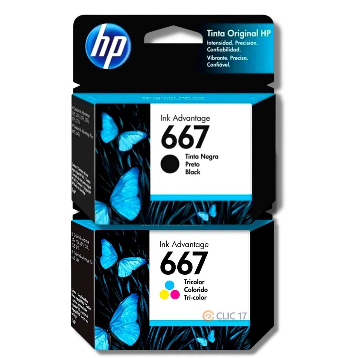 HP - Kit Tinta HP 667 Negro Tricolor Original