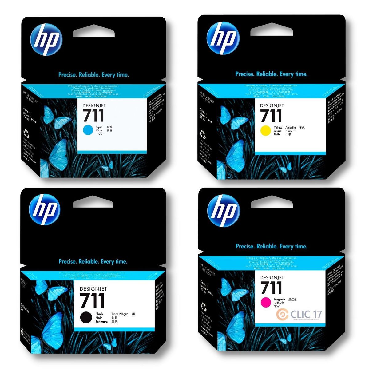 HP - Kit Tinta HP 711 29ml Cyan Magenta Amarillo Negro
