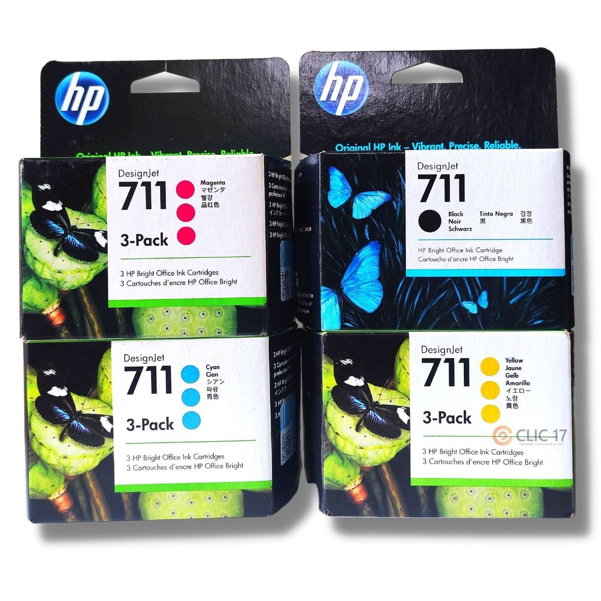 HP - Kit Tinta HP 711 3Pack Cyan Magenta Amarillo Negro