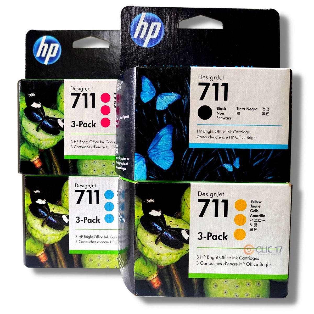 HP - Kit Tinta HP 711 3Pack Cyan Magenta Amarillo Negro