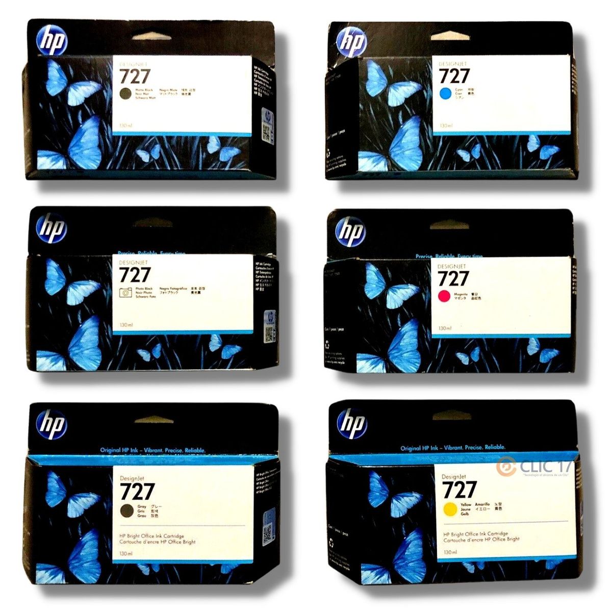 HP - Kit Tinta HP 727 Cyan Magenta Amarillo Mate/Black Photo/Black Gray