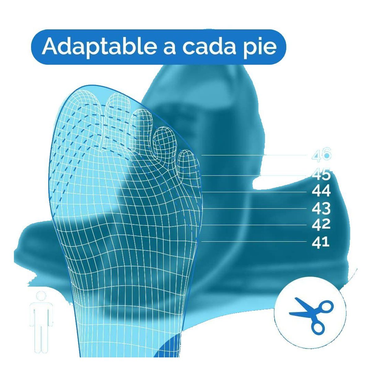 GENERICO - PLANTILLAS ORTOPÉDICAS DEPORTIVAS DE SILICONA AZUL ABSORVENTE DE GOLPES