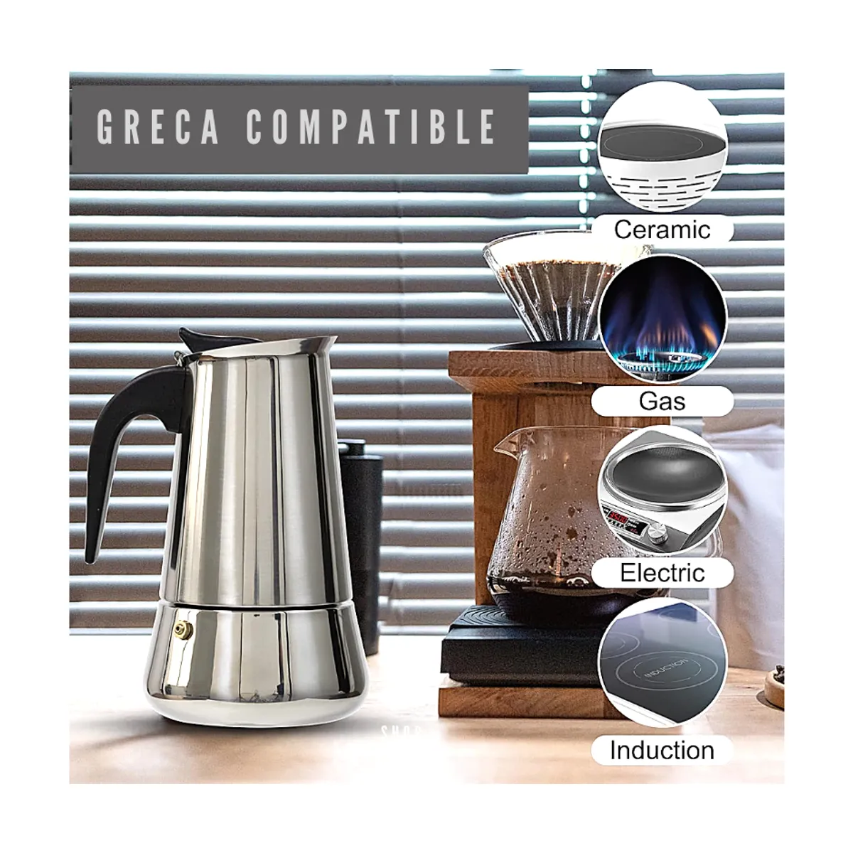 GENERICO - Cafetera moka italiana de acero 12 tz