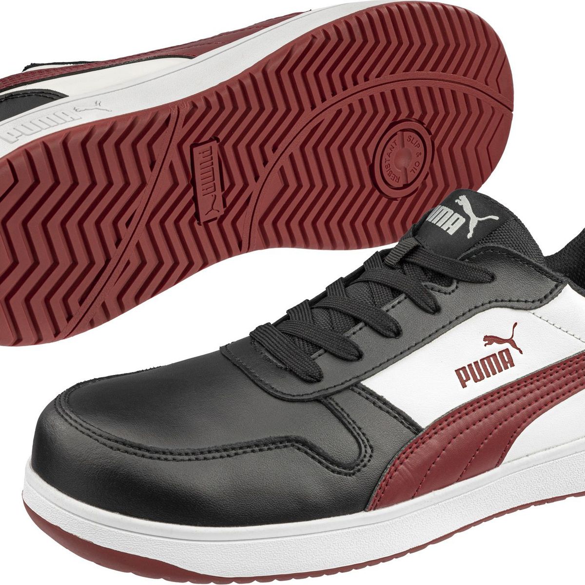 PUMA - ZAPATILLA DE SEGURIDAD FRONTCOURT BLACK-WHITE-RED LOW PUMA