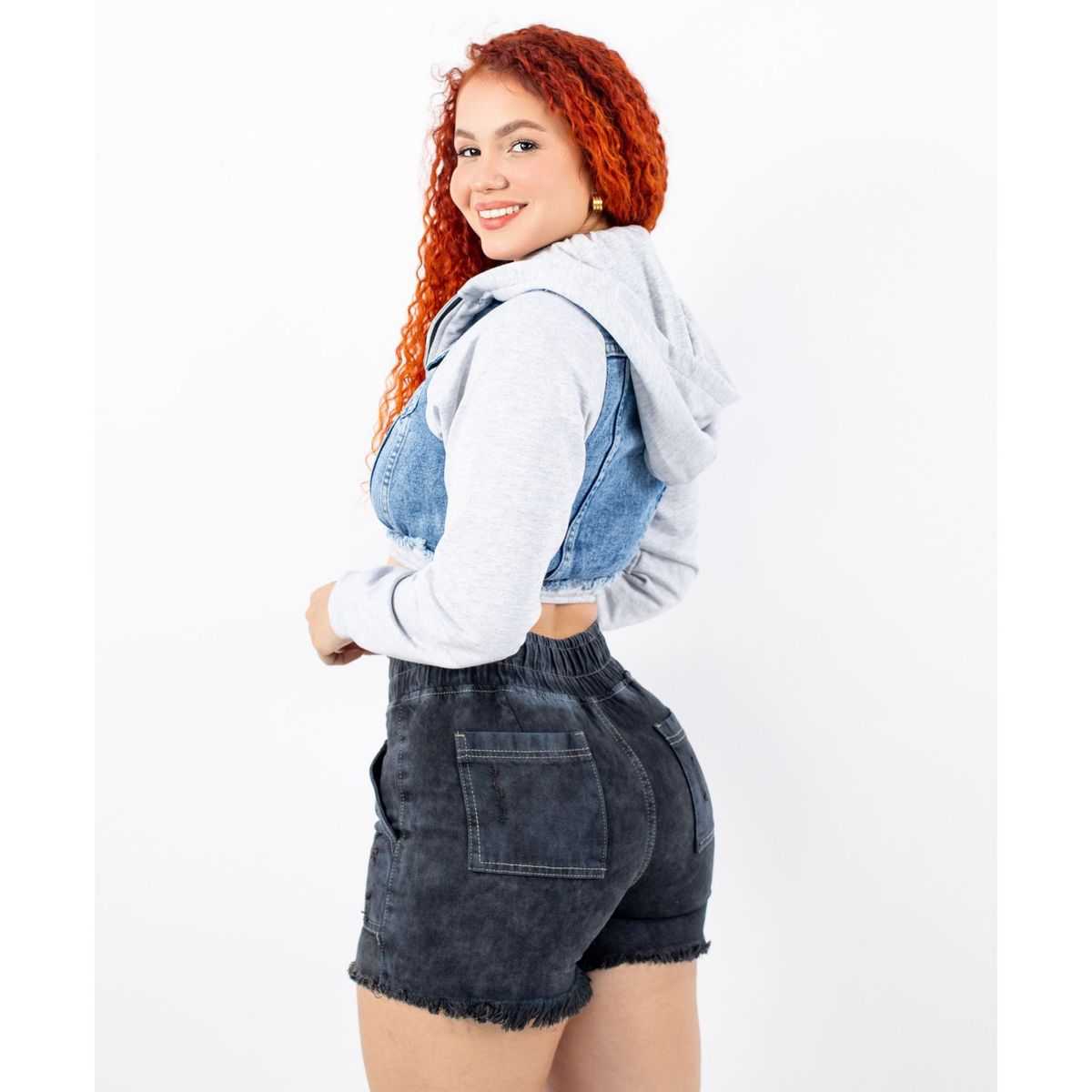 BENCUS JEANS - Casaca Corta de Jean y French terry Mujer