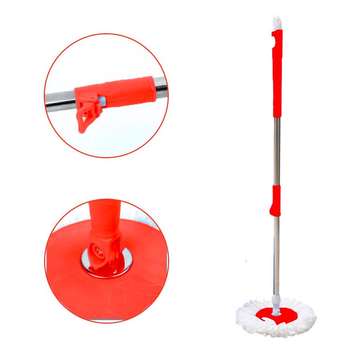 KELLER - Trapeador con Escurridor Giratorio Automático 2 Mopas Rojo