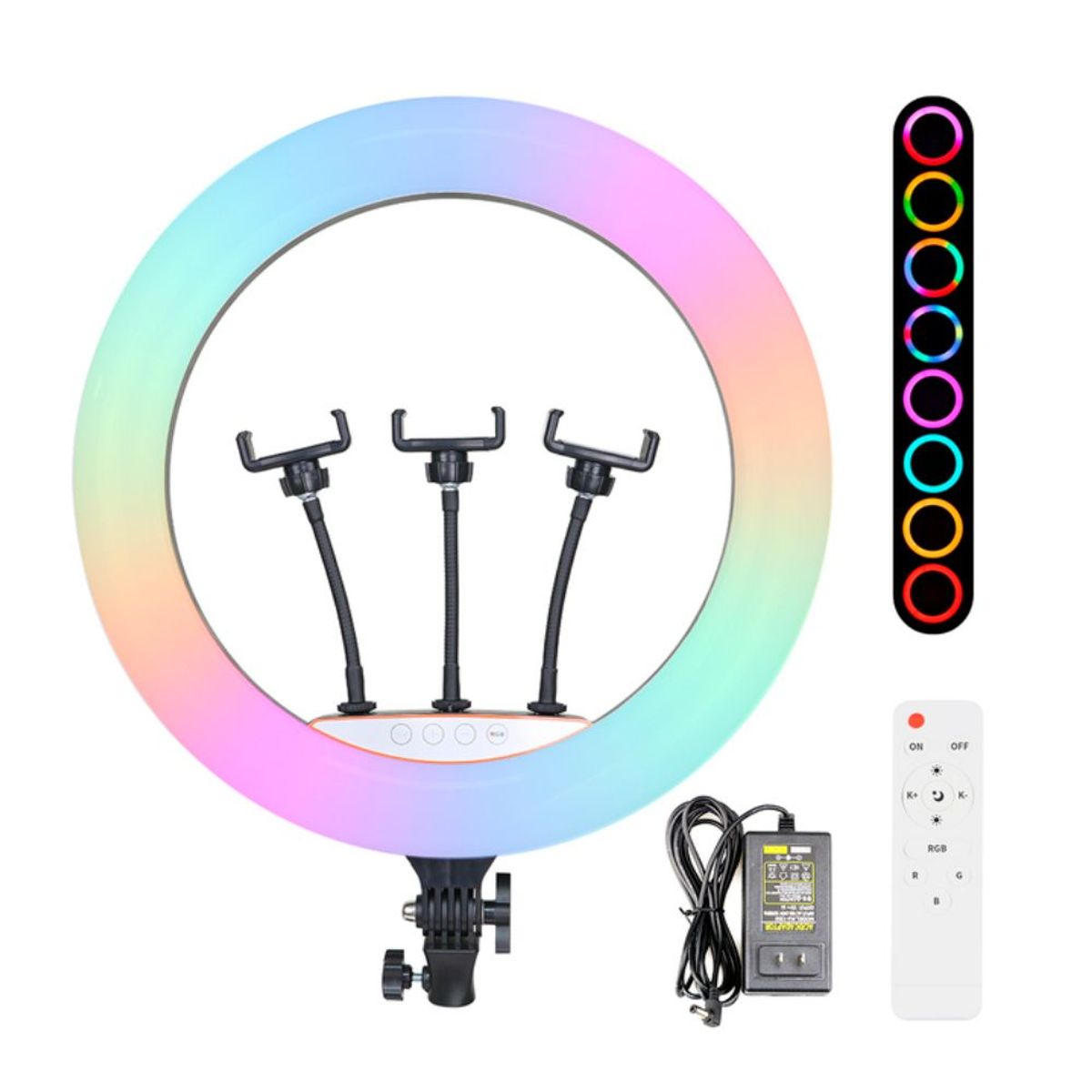 GENERICO - Aro De Luz Rgb Multicolor De 45 Cm Profesional Con Tripode 2.10 m