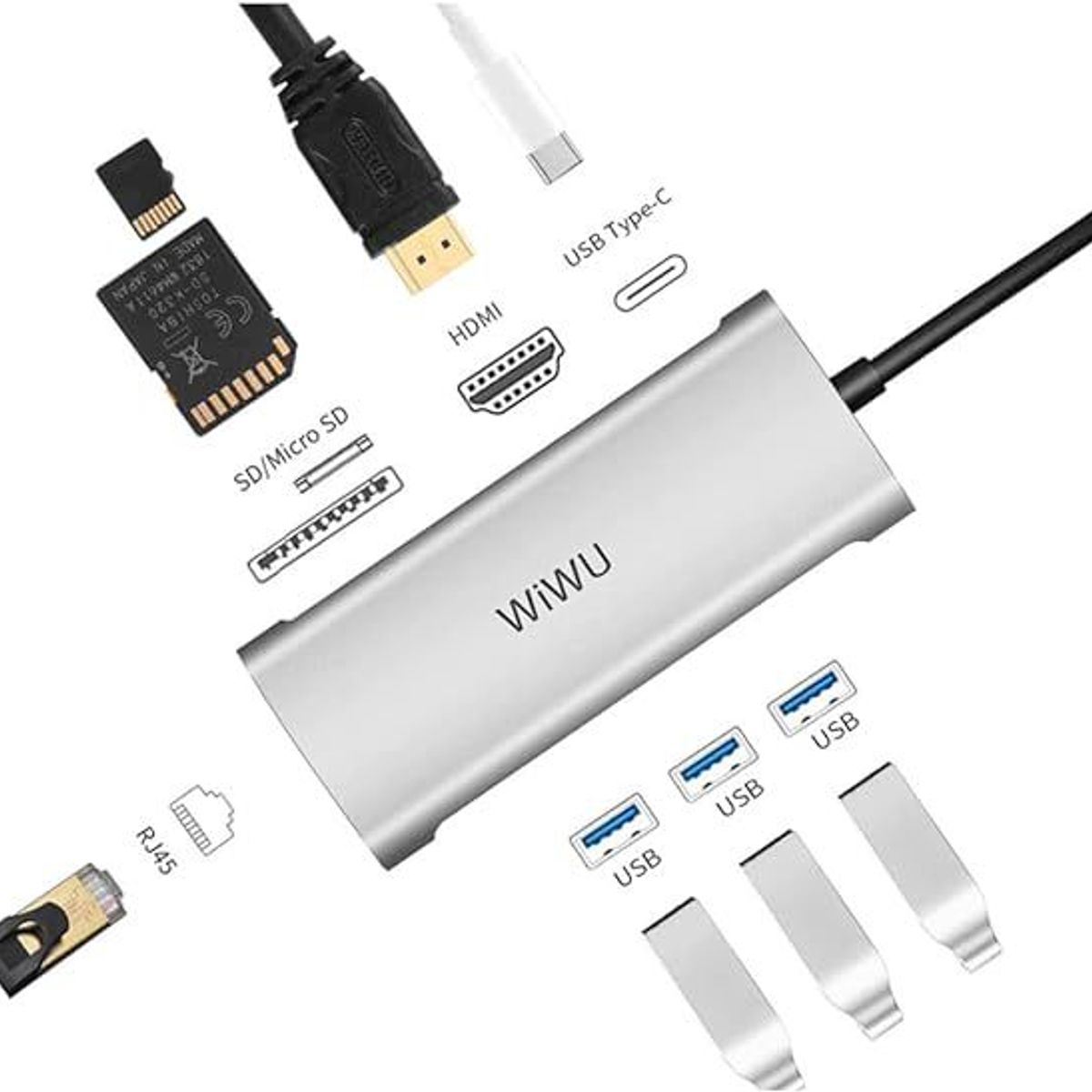 WIWU - WiWU Alpha 831HRT Usb C Hub 8-en-1 Adaptador Macbook