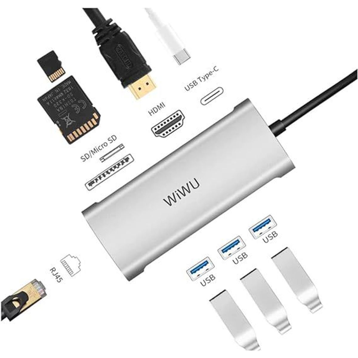 WIWU - WiWU Alpha 831HRT Usb C Hub 8-en-1 Adaptador Macbook