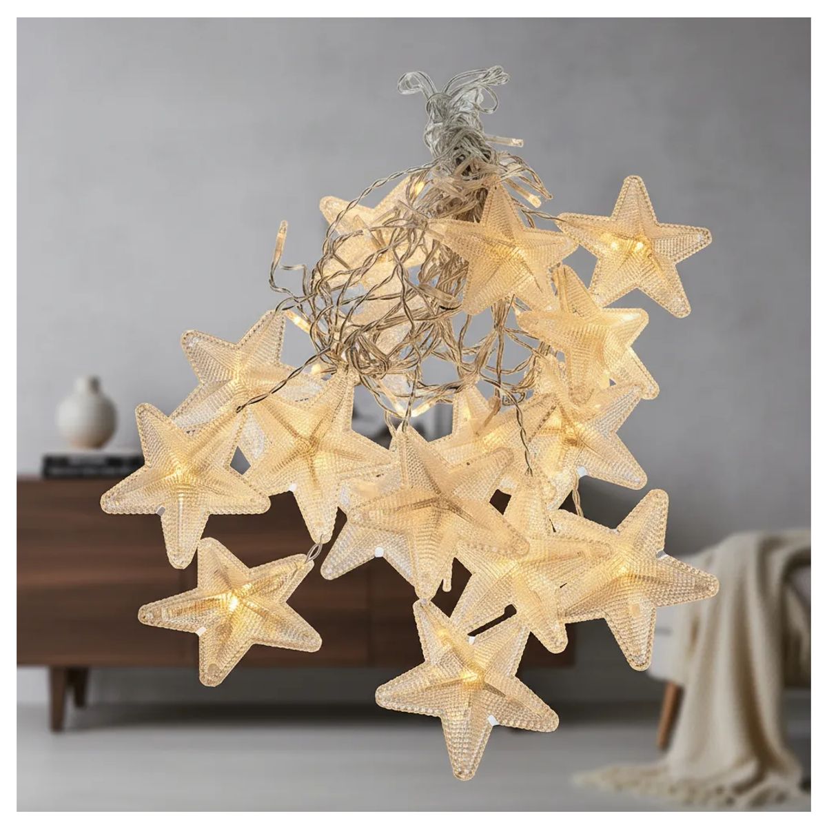 BUYPAL - Guirnalda Estrellas LED Navidad Caída En V Calido