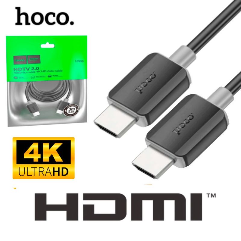 HOCO - Cable HDMI 2.0 a Cable HDMI 2.0 HOCO US08 Soporte De 4K - 3 Metros