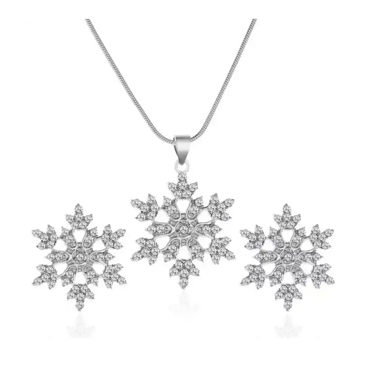 GENERICO - collar y pendientes con forma de copo de nieve para mujer