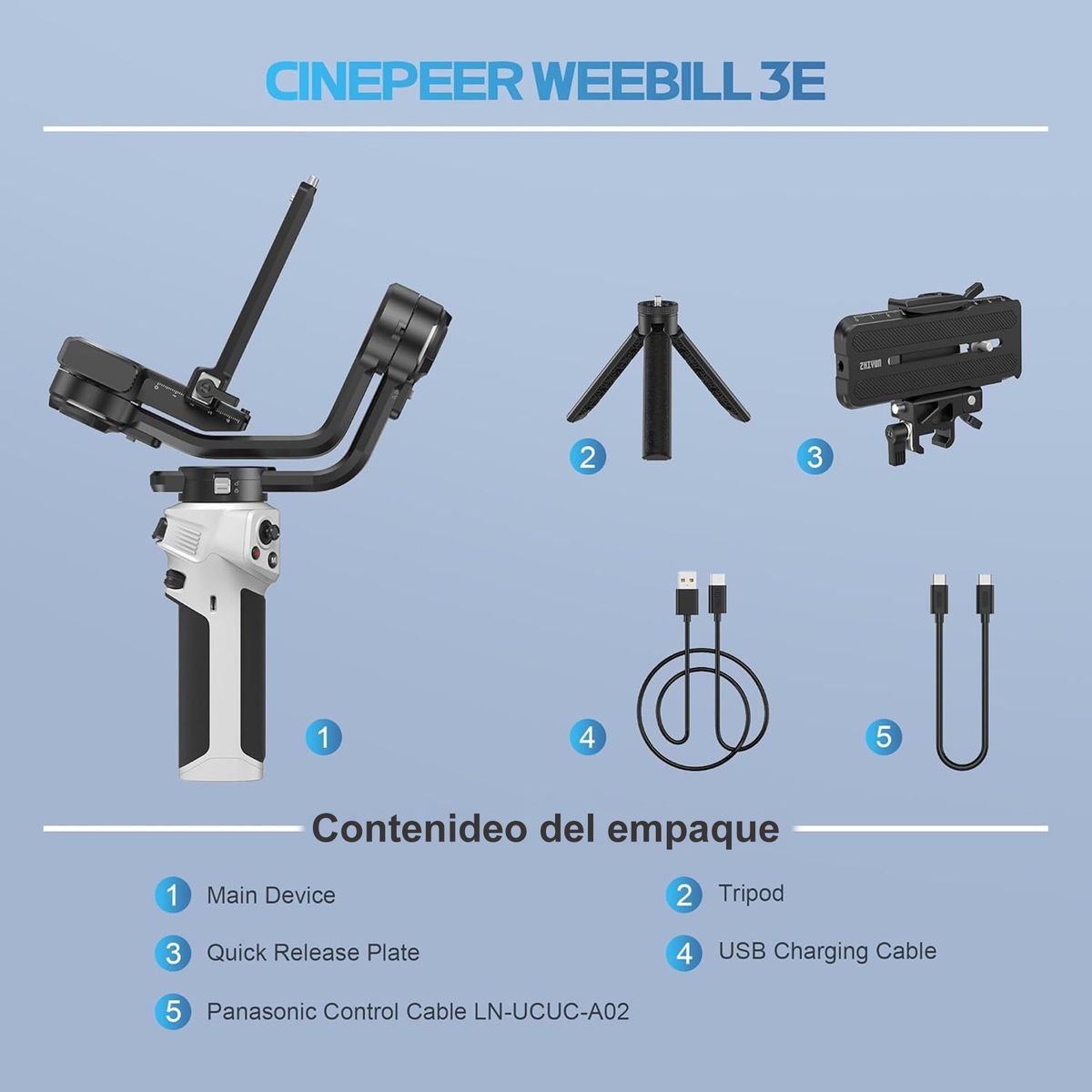 ZHIYUN - Estabilizador Zhiyun Weebill 3E para Cámaras Hasta 3Kg