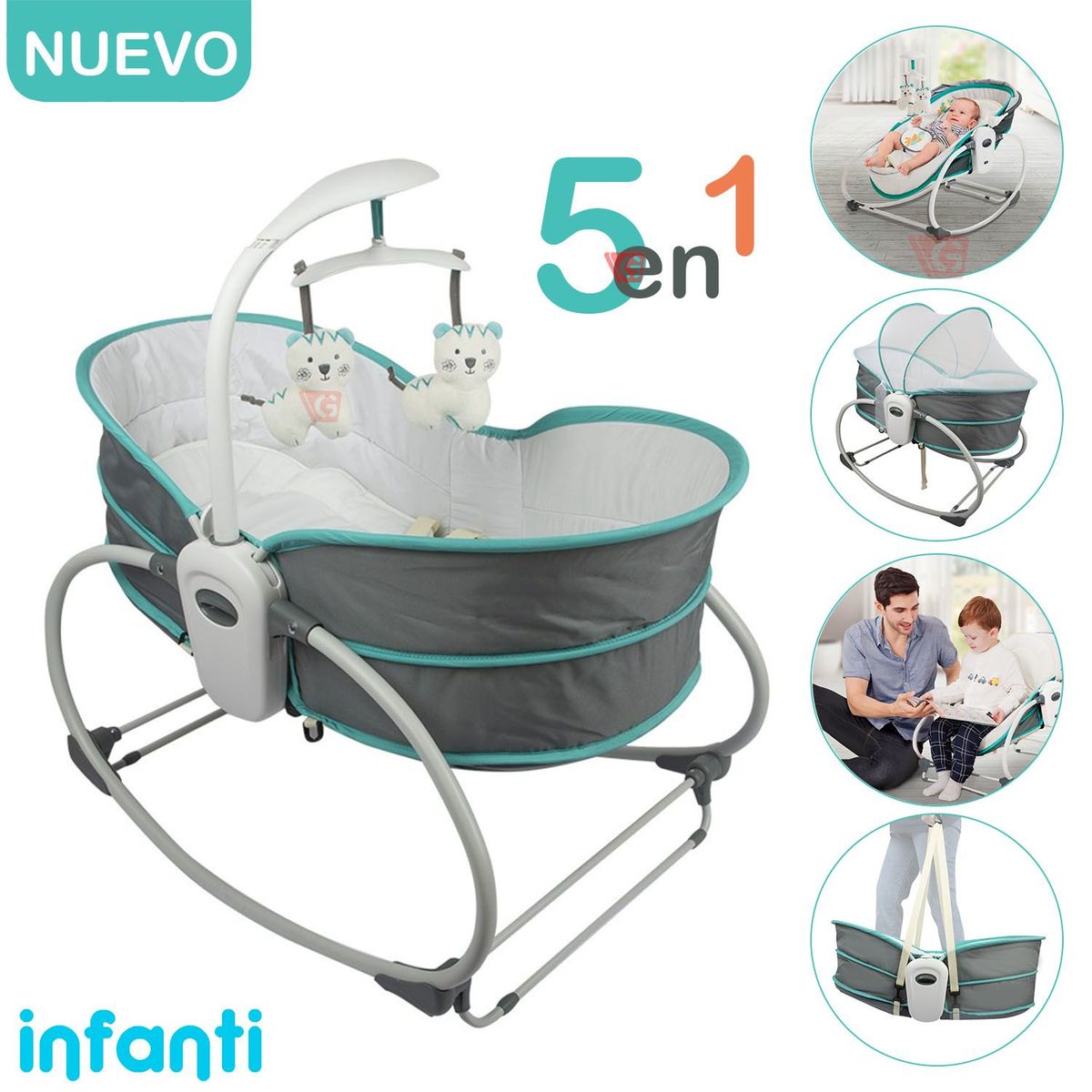 INFANTI - Silla Nido 5 en 1 Infanti ROCKER 6537 Verde