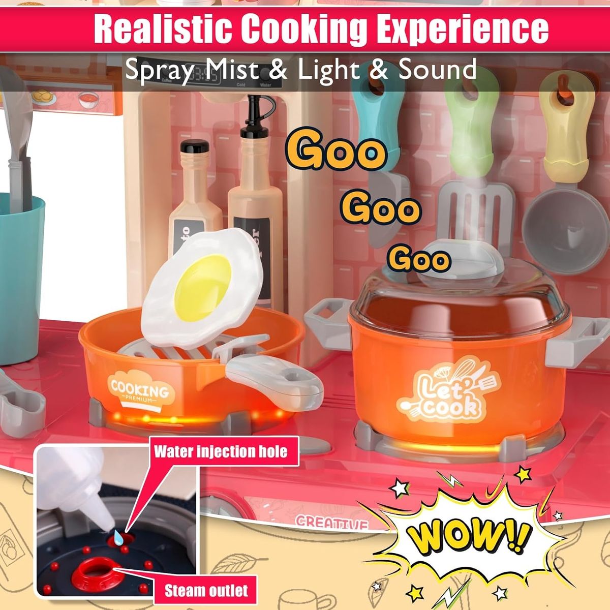 GENERICO - Cocina Kitchen 42 Piezas Luces y Musical 63cm Alto