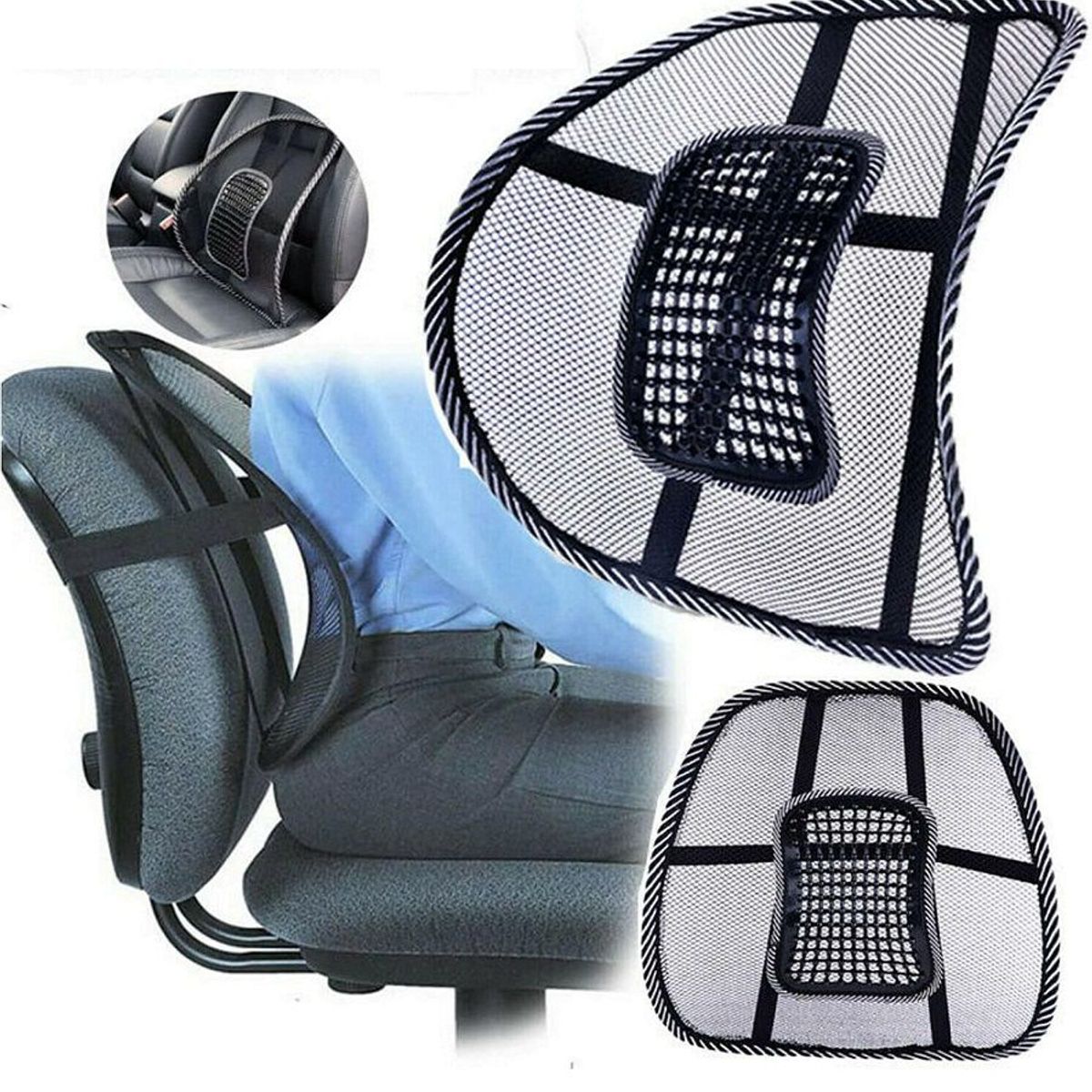 GENERICO - Respaldar lumbar para asiento de auto soporte de maya