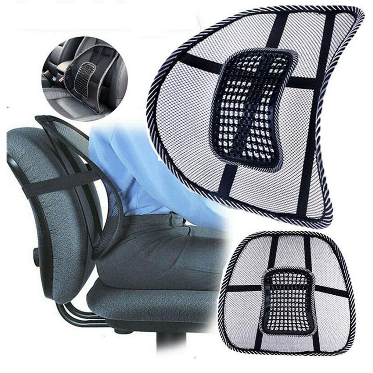 GENERICO - Respaldar lumbar para asiento de auto soporte de maya