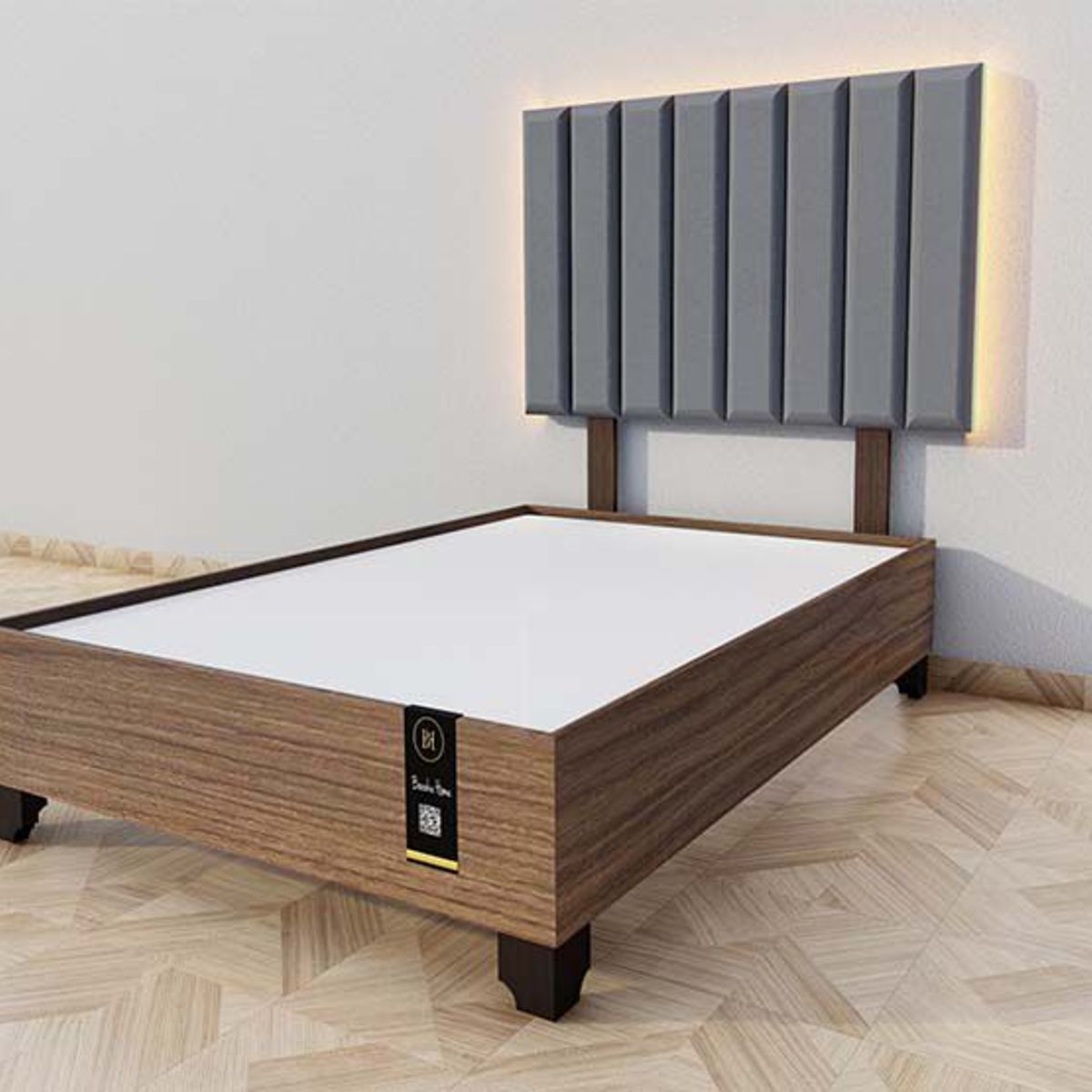 BARAKA HOME - Dormitorio Enns + Cabecera Led Córdoba 1.5 plz - Gis Oscuro y Catania