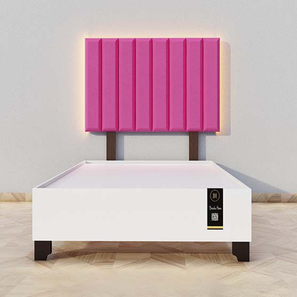 BARAKA HOME - Dormitorio Enns + Cabecera Led Córdoba 1.5 plz - Fucsia y Blanco