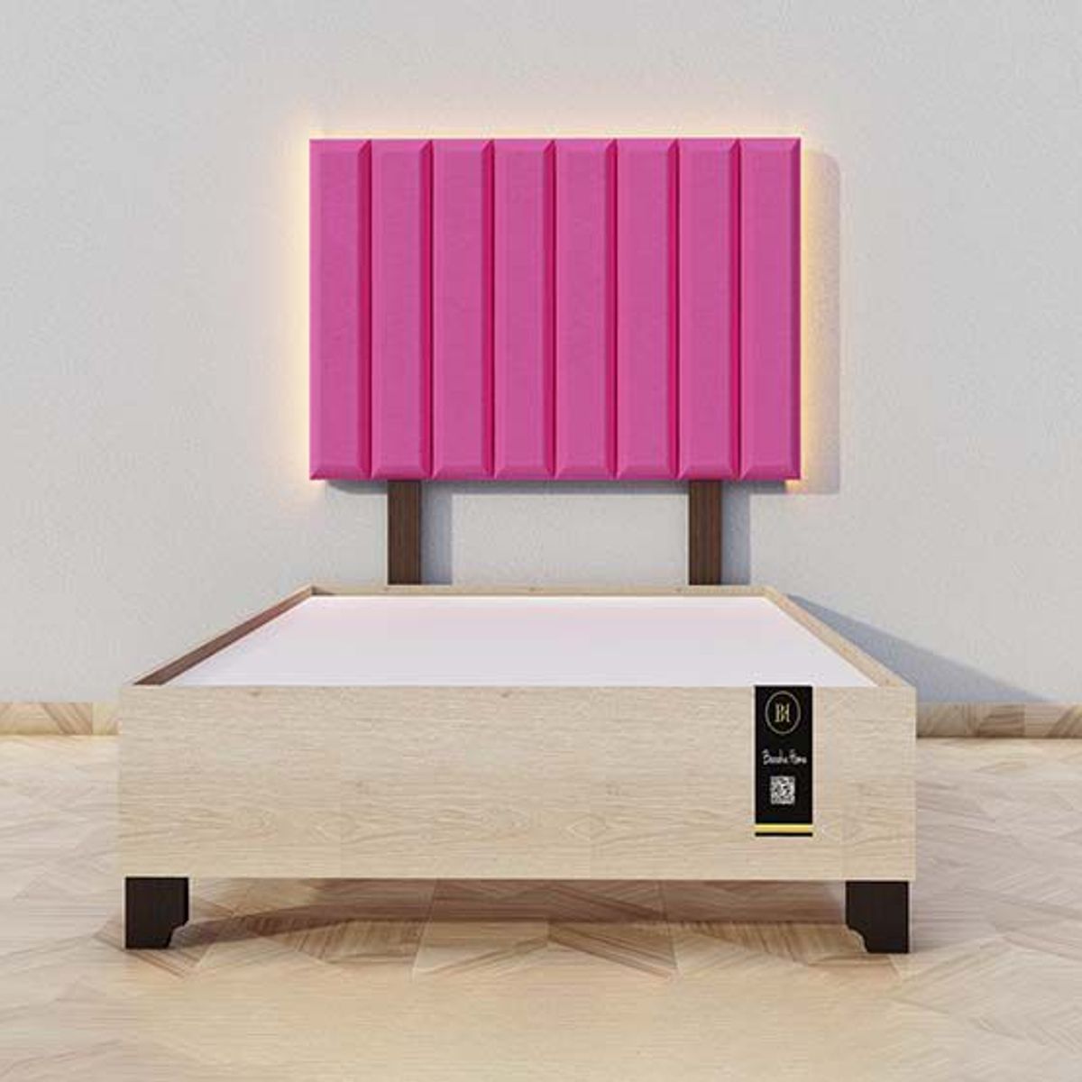 BARAKA HOME - Dormitorio Enns + Cabecera Led Córdoba 1.5 plz - Fucsia y Damasco