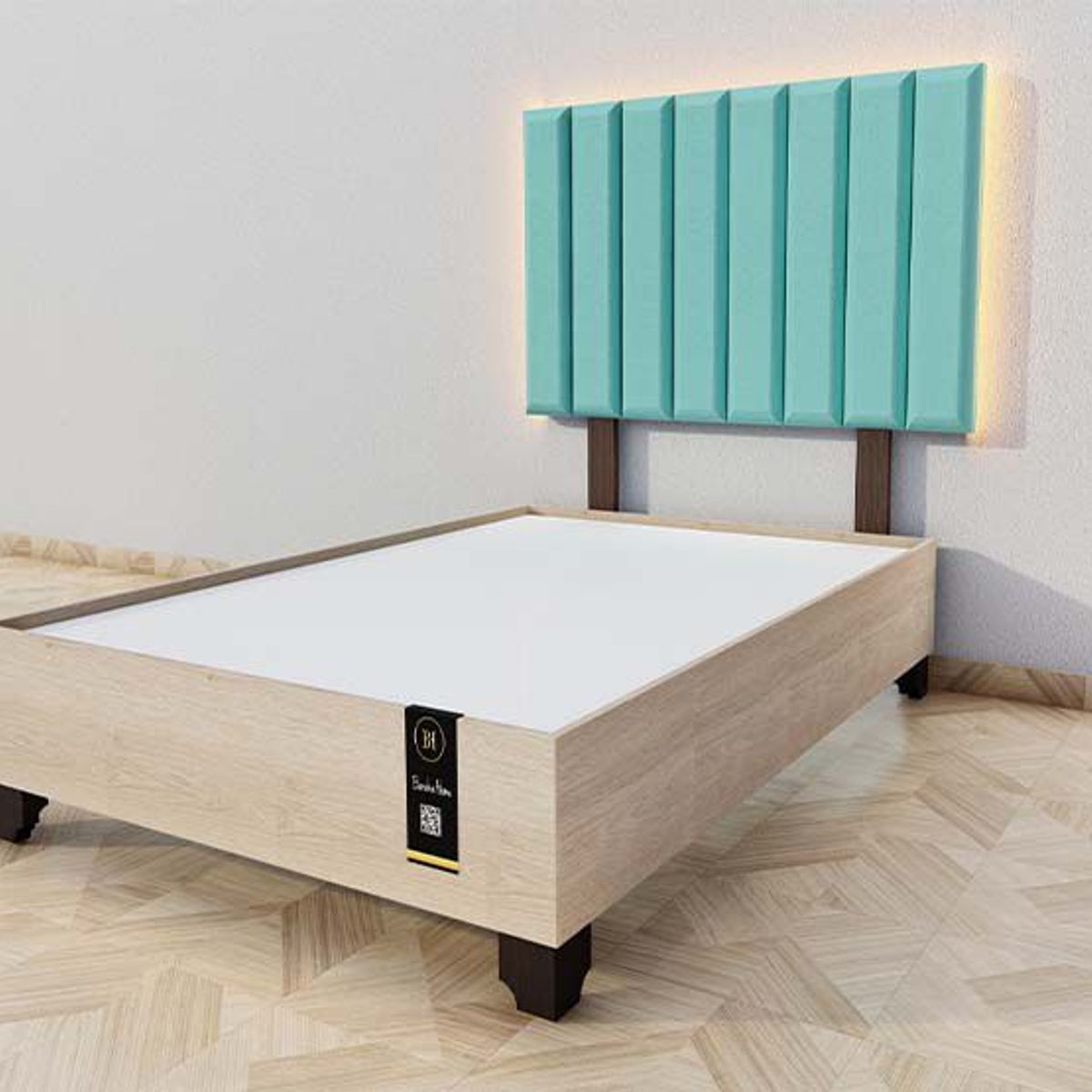 BARAKA HOME - Dormitorio Enns + Cabecera Led Córdoba 1.5 plz - Jade y Damasco
